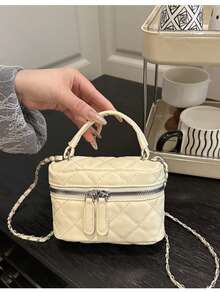 2026 Spring Fashion Embroidery Chain Strap Women's Handbag, Crossbody Bag, Minimalist Korean Style Small Square Bag - Black - View 5