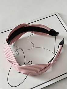 1件装女士纹理交叉发带，简约休闲发箍，适合日常、通勤和时尚穿搭，发带，头饰，发箍 - 彩色 - 查看 9