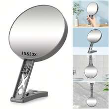 4.5英寸双面手持放大镜,10倍/20倍/30倍放大倍率可选,情人节/圣诞节礼物,可折叠化妆镜,高清放大镜,便携式化妆镜,优雅旋转化妆镜,赠品,旅行,平价好物,旅行必备 - 灰色 - 查看 10