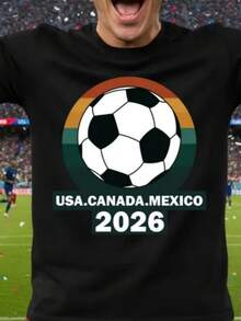 USA Canada Mexico Soccer Shirt World Cup 2026 Football Fan Tees Sports Apparel For Women Gift Clothing - 黑色 - 查看 1