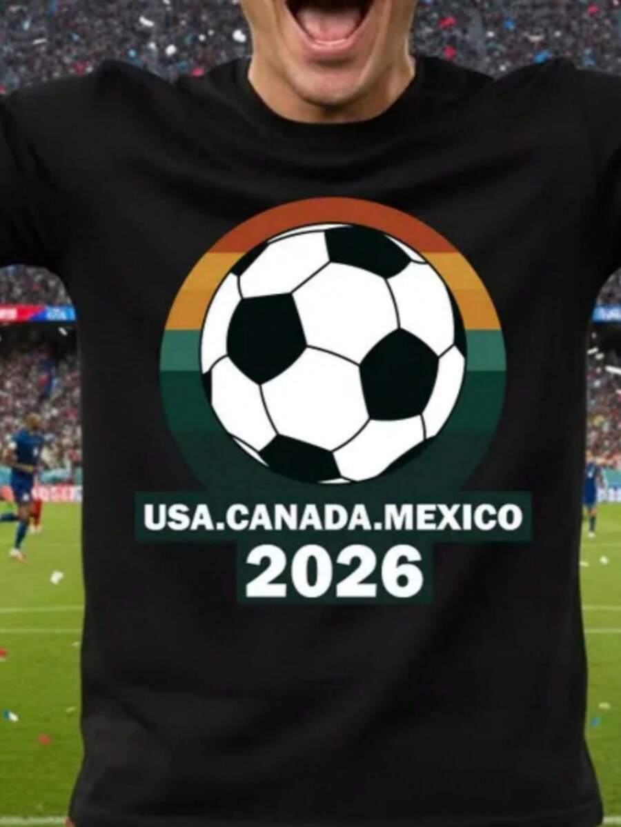USA Canada Mexico Soccer Shirt World Cup 2026 Football Fan Tees Sports Apparel For Women Gift Clothing - 黑色 - 查看 1