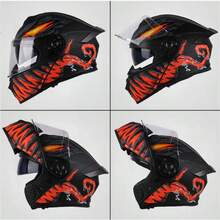 DOT Certified Motorcycle Full Face Helmet With Bluetooth Slot, Riding Full Coverage, Suitable For All Seasons - Black - View 5