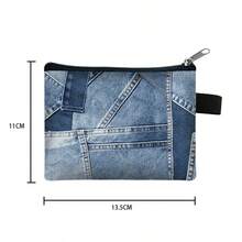 1pc Cute Denim Patchwork Print Coin Purse, Can Store Cash, Keys, Earphones, Cards And Other Personal Items. Lightweight And Convenient For Everyday Carry, Perfect Gift For New Year, Valentine's Day Or Birthday. - Multicolor - View 7