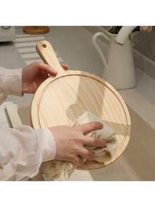 Bamboo Pizza Plate With Handle | Restaurant-Style Pizza Board, 3-In-1 Cutting Board, Serving Tray, Lightweight Luxury Camping Plate - Multicolor - View 5