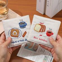 1pc Embroidered Coaster Couple Birthday Gift Home Decor Pendant Self Embroidered Coffee Coaster - Multicolor - View 5