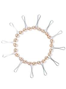 12入組人造珍珠裝飾圍巾夾 - 金色 - 查看 4