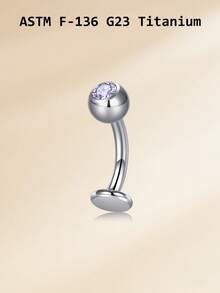 G23 Titanium Flat Navel Ring, Internal Threaded CZ Curved Barbell Navel Ring, Navel Piercing Barbell Body Jewelry, 14g Long Navel Piercing Jewelry, 8/10/12/14mm Navel Rings - Silver - View 16