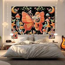 1pc Extra Large Butterfly Skull Print Tapestry, Oversized Decorative Hanging Cloth, Home Decor, Holiday Gift, Party Decoration, With Installation Bag - Multicolor - View 7