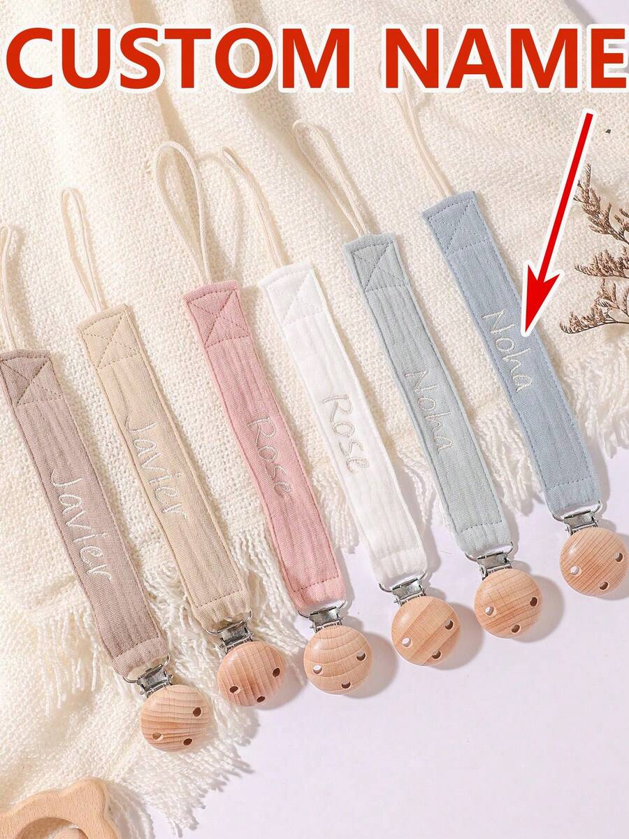 1 pieza Clip personalizado para chupete de bebé con estampado de lunares lindos, patrones personalizados para niños y niñas, clip universal para chupete de bebé calmante - Multicolor - Ver 1