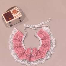 1 pezzo Bavaglino per animali domestici con bordo in pizzo fatto a mano/Papillon finto in perle - Stile principessa - Lunghezza regolabile - Collare per gatti Bavaglino per cani/Sciarpa per animali domestici/Bavaglino per sbavature per cani/Accessorio per animali domestici - Nuova collezione primavera - nero - Visualizzare 13