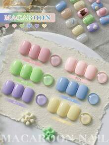 XEIJAYI 6色春日亮丽马卡龙糖果光泽指甲油凝胶套装，女士美甲凝胶套装 - DIY家用美甲沙龙美甲礼品 - 彩色 - 查看 3