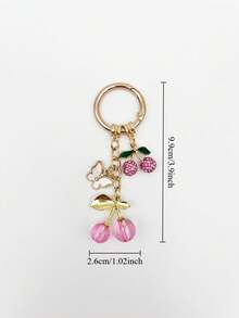 1个可爱樱桃钥匙扣，时尚优雅的镶钻包包挂饰，汽车钥匙链吊坠，背包装饰配件，适合日常、旅行、度假、手提包、钱包，是情人节、生日、节日礼物、伴娘礼物的绝佳选择。 - 彩色 - 查看 5