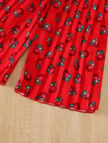 女童休闲短袖上衣和裤子套装（2件套），春夏款 - 紅色 - 查看 5