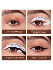 32pcs Eye Makeup Stickers, Including Eyeliner And Eyebrow Templates, 4 Different Designs, Featuring Western-Style Eyeliner And Eyebrow Shaping Templates, As Well As Other Eyeliner Auxiliary Tools. Also Includes Cat Eye Eyeliner Stickers, Eyeshadow And Eyeliner Stickers, Cat Eye And Fox Eye Makeup Templates. Suitable For Makeup, Home Decor, Vanity, Travel, Bedroom And Other Occasions. - Multicolor - View 4