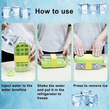 1 bouteille à glaçons, moule à glaçons 2-en-1 de 800 ml à pression sans contact avec 18 grilles, fabricant de glaçons, bac à glaçons en silicone facile à presser, convient pour le congélateur - Multicolore - Voir 9