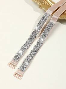 Y2K Sparkly Rhinestone Bra Straps For Women, Removable Adjustable Anti-Slip Crystal Bra Strap Replacements, Perfect For Wedding Party Evening Dress Off Shoulder Tops - Multicolor - View 7