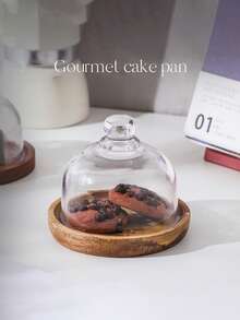 1个迷你甜点盘木质托盘，蛋糕盘木质托盘，玻璃罩糕点展示托盘，适合聚会、节日和日常使用 - 彩色 - 查看 12