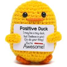 1pc Hand Crocheted Small Yellow Duck With Inspirational Card-Cute Duck, Very Suitable For Birthday, Christmas And Valentine's Day Gifts. - Multicolor - View 1