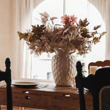 Artificial Fall Maple Leaves Stems, 8 PCS Fall Decorations For Indoor Outdoor Halloween Than1ks 1giving Farmhouse Arrangement Decorations For Front Door Wedding Centerpieces In Autumn - 楓樹雜交種 - 查看 6