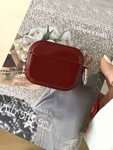 1个酒红色耳机盒+银色挂环，兼容苹果Pro 1/2/4/Pro