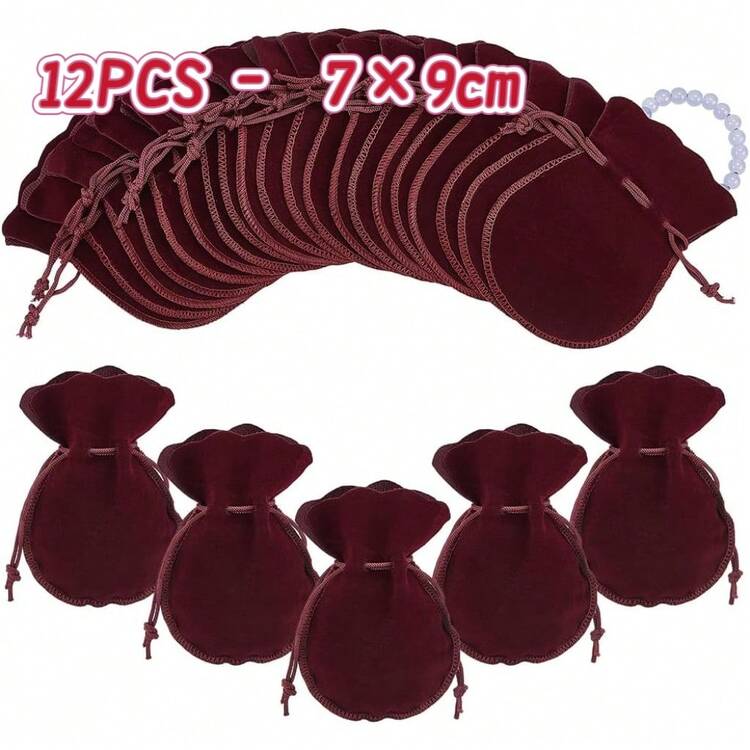 6/12pcs (7*9cm) Small Velvet Drawstring Jewelry Pouches, Necklace Bracelet Gift Packaging Bags, Wedding Favor Bags/Mini Blessing Bags, Scratch-Resistant Jewelry Protector, Suitable For Rings, Bracelets, Earrings Storage, Pink, Red, Rose Pink, Burgundy , Makeup Room Decor,Travel Essential - Pink - View 16