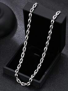Stainless Steel Men's Necklace, Streetwear Style Jewelry, Durable And Fade-Resistant, Fashionable Chain, Valentine's Day Gift (Gift Box Not Included) - Silver - View 1