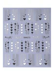 ملصقات أظافر بتصميم قلب حلو ولامع لعيد الحب 3D، قطعتان بتصميمات قلب أسود وأبيض وزهري، وزهرة وورود وشرائط دانتيل، ملصقات لاصقة ذاتيًا بتصميم عيد الحب، مناسبة لتزيين الأظافر في المناسبات والأعياد والزفاف، هدايا للنساء والفتيات - متعدد الألوان - مشاهدة 4