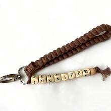 [Custom] 1pc Bohemian Style Personalized Keychain Bracelet, Bridesmaid Gift, Woven Bracelet Keychain, Bridesmaid Gift Box, Valentine's Day Gift