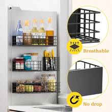 Magnetic Fridge Shelf, 4-Pack Metal Strong Magnet Rack, Space Saving Spice Organizer, Utensil Holder, Fruit Potato Onion Storage Bins, Black Refrigerator Organizers And Storage - 黑色 - 查看 8