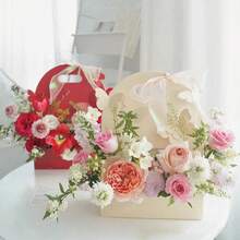 1pc Pink & Light Yellow Butterfly Hollow Design Paper Gift Bag, Suitable For Valentines Day, Birthday, Wedding Gifts