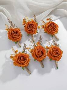 1枚/6枚优雅玫瑰与满天星胸针，适合新娘、新郎、伴娘、伴郎、婚礼、毕业典礼、派对、活动等场合佩戴。 - A - 查看 11