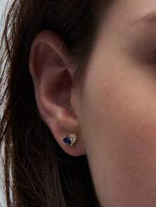 Custom Heart-Shaped Birthstone Earrings, Everyday Stud Earrings, Wedding Earrings, Bridal Earrings, Mother's Gift, Christmas Gift For Women - Multicolor - View 5