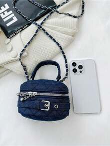 1pc Mini Cute Coin Purse, Fluffy Bucket Bag For Autumn/Winter, Chain Shoulder Crossbody Bag, Suitable For Parent-Child Interaction, Multiple Colors Available, Ideal For Travel, Shopping And Various Occasions, Perfect Gift For Halloween, Thanksgiving, Christmas - Best Seller - Denim Bucket Bag - View 7