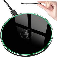 15W无线充电器，兼容 17/16/15/14/13/12 Pro/XS Max/Mini/X/XR，感应式快速无线充电板，兼容三星 - 黑色 - 查看 1