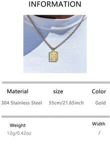 1pc Titanium Steel 26 Initial Letter Necklace, Geometric Hip Hop Style Pendant, Personalized Name Necklace, Suitable For Boyfriend Birthday/Valentine's Day Gift - Yellow Gold - View 30