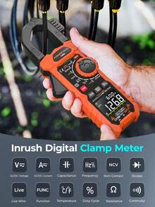 CM02 Digital Clamp Meter Multimeter 600A/1000A Ammeter Voltage TesterClamp Meter Multimeter Direct/Alternating Voltage Current 6000 Counts Ammeter Voltmeter NCV Resistance Capacitor Tool Electrician