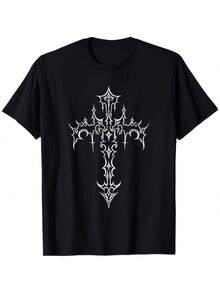 Gothic Cross Grunge Aesthetic Mall Goth T-Shirt - màu đen - Xem 1