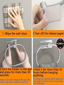 1/2pcs 180° Rotating Stainless Steel Towel Rack - No Drilling Wall Mounted Bathroom And Kitchen Storage Holder, Space-Saving Square Design Fits RV, Tile, Wood, Glass And Metal Surfaces, Bathroom Storage Rack | Modern Towel Rack | Durable Wall Mounting, Bathroom Towel Rack, Wall Mounted Storage, Space-Saving Solution, Minimalist Design, Modern Storage, Sturdy Wall Mounting, Rust-Resistant Material, Flip-Up Design, No-Drill Rack, Small Space Living Essentials - Multicolor - View 5