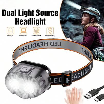 1/2pcs LED Sensor Headlamp, USB Rechargeable Bright Sensor Flashlight, Waterproof Headlight For Fishing, Camping