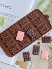 1pc Silicone Chocolate Mold, Non-Stick Square Grid Baking Tray, Suitable For DIY Chocolate, Waffle, Fondant Cake Decoration - Kitchen & Candy Making Tool - Multicolor - View 3