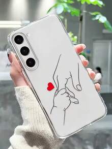 Holding Hands Heart Perforated Transparent Painted Phone Case Compatible With IPhone - Multicolor - View 2