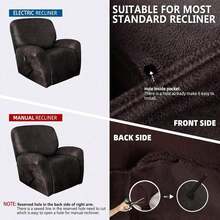 Trugenix-Recliner Sofa Covers - Leather Like Recliner Sofa Covers 3 Seater Recliner Couch Covers For 3 Cushion Couch 8 Pieces Washable Stretch Reclining Sofa Slipcovers (Brown)-GP - 02-巧克力 - 查看 7
