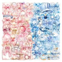 125张粉蓝色透明PET薄膜贴纸，色彩鲜艳，美观大方，适用于水瓶、日记本、笔记本电脑、行李箱、保险杠、手机、剪贴簿、滑板车、头盔、汽车等，卡通贴纸和装饰贴花 - 彩色 - 查看 2