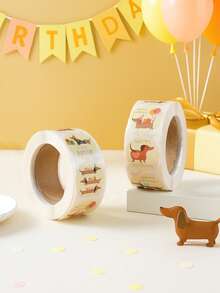 1卷/500张腊肠犬生日圆形贴纸，趣味腊肠犬幼犬生日派对小礼物，水瓶贴纸，婴儿派对装饰，一周岁生日派对装饰，礼品包装贴纸，信封封口贴，DIY贴纸标签，婴儿派对用品，一周岁生日派对装饰 - 臘腸狗 - 查看 6