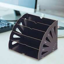 Wooden Filing Trays Office Desk File Organiser,File Storage Holder,Filing Sorter Document Desktop Tidy Organizer,Letter Tray Magazine Rack Divider - Black - View 8