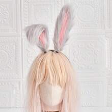 Cute Rabbit Ears Headband Long Furry Dog Ears Animal Cosplay Headband (Gray) - Gris - Ver 5