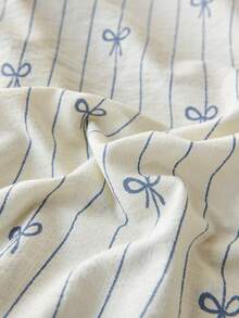 1 bộ ga trải giường kẻ sọc trắng có nơ, kiểu dáng dễ thương dành cho bé gái, tấm bảo vệ nệm ngày Valentine, ga trải giường vừa vặn, mềm mại và thoáng khí, phù hợp với giường đơn, đôi, cỡ Queen, cỡ King, thiết kế túi sâu lên đến 11,8 inch. - trắng - Xem 8