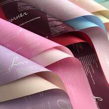 20pcs/Pack Waterproof Dual-Color English Floral Wrapping Paper, Flower Bouquet Packaging Material - 20PCS/Pack - View 3