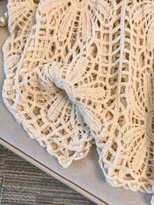 Jumpers For Women Women's Floral Openwork Round Neck Batwing Sleeve Loose Knit Top, A Knit Pullover For Spring, Summer And Autumn, Suitable For Beach Vacations And Travel - Apricot - View 7