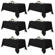 Fitable Black Tablecloths For Rectangle Tables, 6 Pack - 70 X 120 Inches - Reusable And Washable Table Clothes For 6-8 Ft Tables, Polyester Fabric Table Covers For Wedding, Party, Banquet - 黑色 70x120英寸 - 查看 1